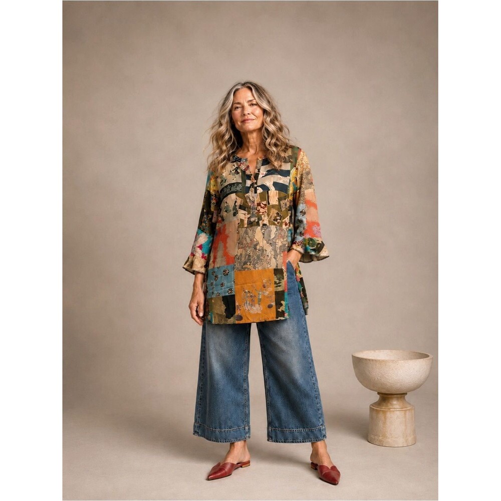Johnny Was Vera Patchwork Art Tunic NWT Oversized XXS Boho